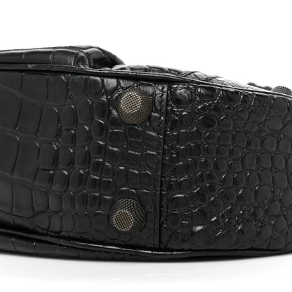 Balenciaga Extra Supple Calfskin Crocodile Embossed Monochrome Small Le Cagole Shoulder Bag Black 8 of 10