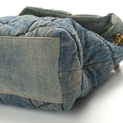 Saint Laurent Denim Quilted Medium Loulou Puffer Monogram Chain Satchel Blue Black 10 of 10