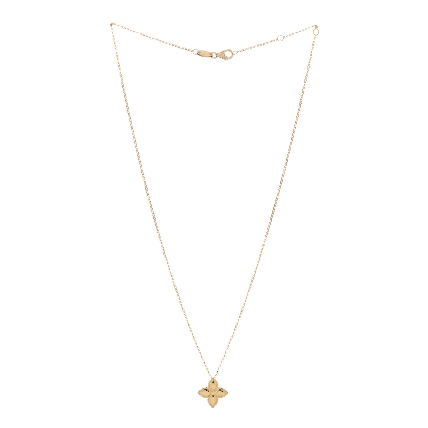 18K Yellow Gold Medium Princess Flower Pendant Necklace