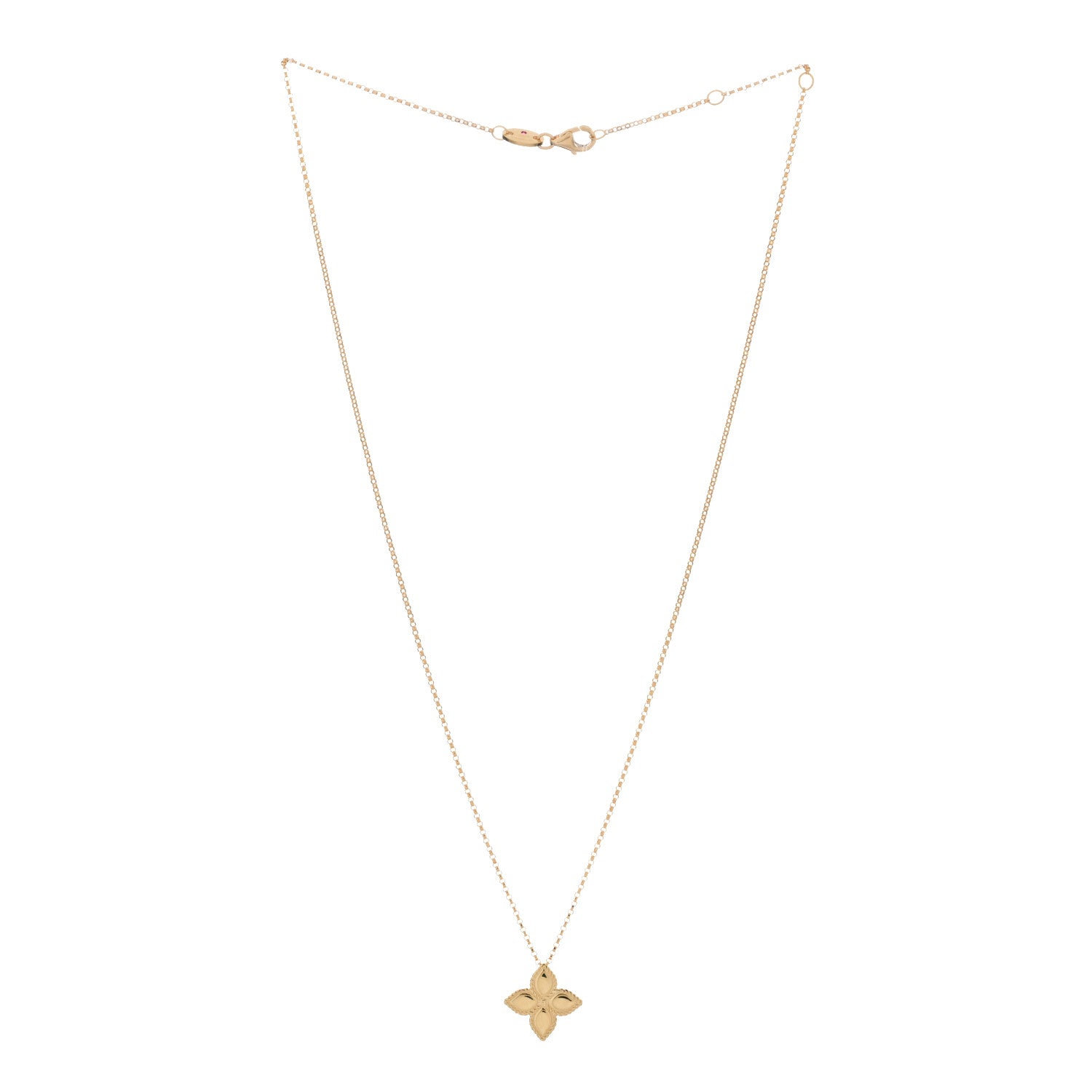 Roberto Coin 18K Yellow Gold Medium Princess Flower Pendant Necklace 2 of 3