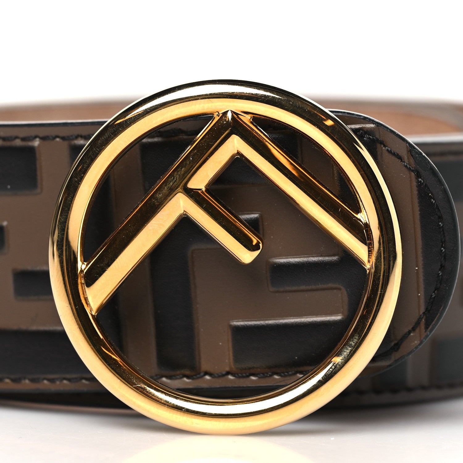 Fendi Vitello F is Fendi Bi-Color FF 1974 Embossed Belt 85 34 Maya Black 2 of 7