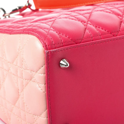 Christian Dior Lambskin Cannage Tri-Color Medium Lady Dior Orange Riviera Fuchsia Cosmopolitan Lipstick Natural 11 of 12