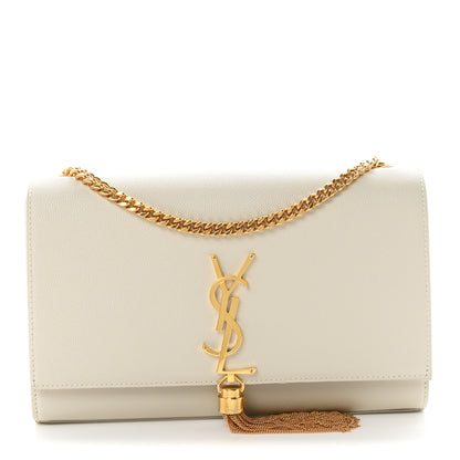 Saint Laurent Grain De Poudre Calfskin Medium Classic Monogram Kate Tassel Satchel Crema Soft 1 of 11