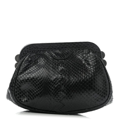 Bottega Veneta Snakeskin Clutch Black 1 of 11