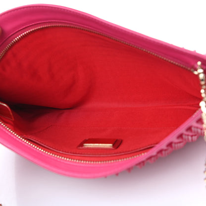 Christian Louboutin Calfskin Spikes Loubiposh Chain Clutch Fuchsia 5 of 11