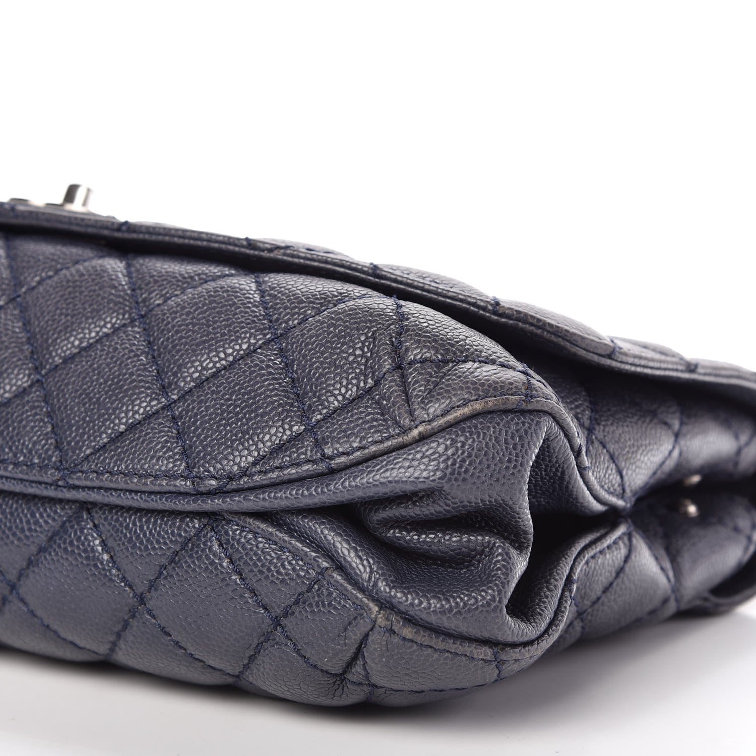 Chanel Metallic Caviar Quilted Flap Navy Blue 7 of 10