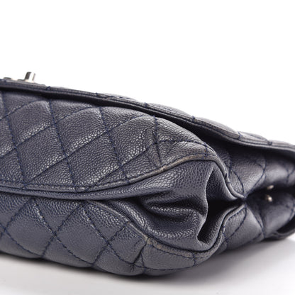 Chanel Metallic Caviar Quilted Flap Navy Blue 7 of 10