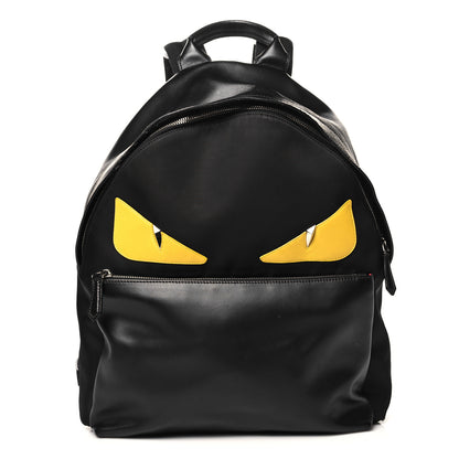 Fendi Nylon Vitello Liberty Vitello Dolce Monster Eyes Rounded Backpack Black Sunflower 1 of 11
