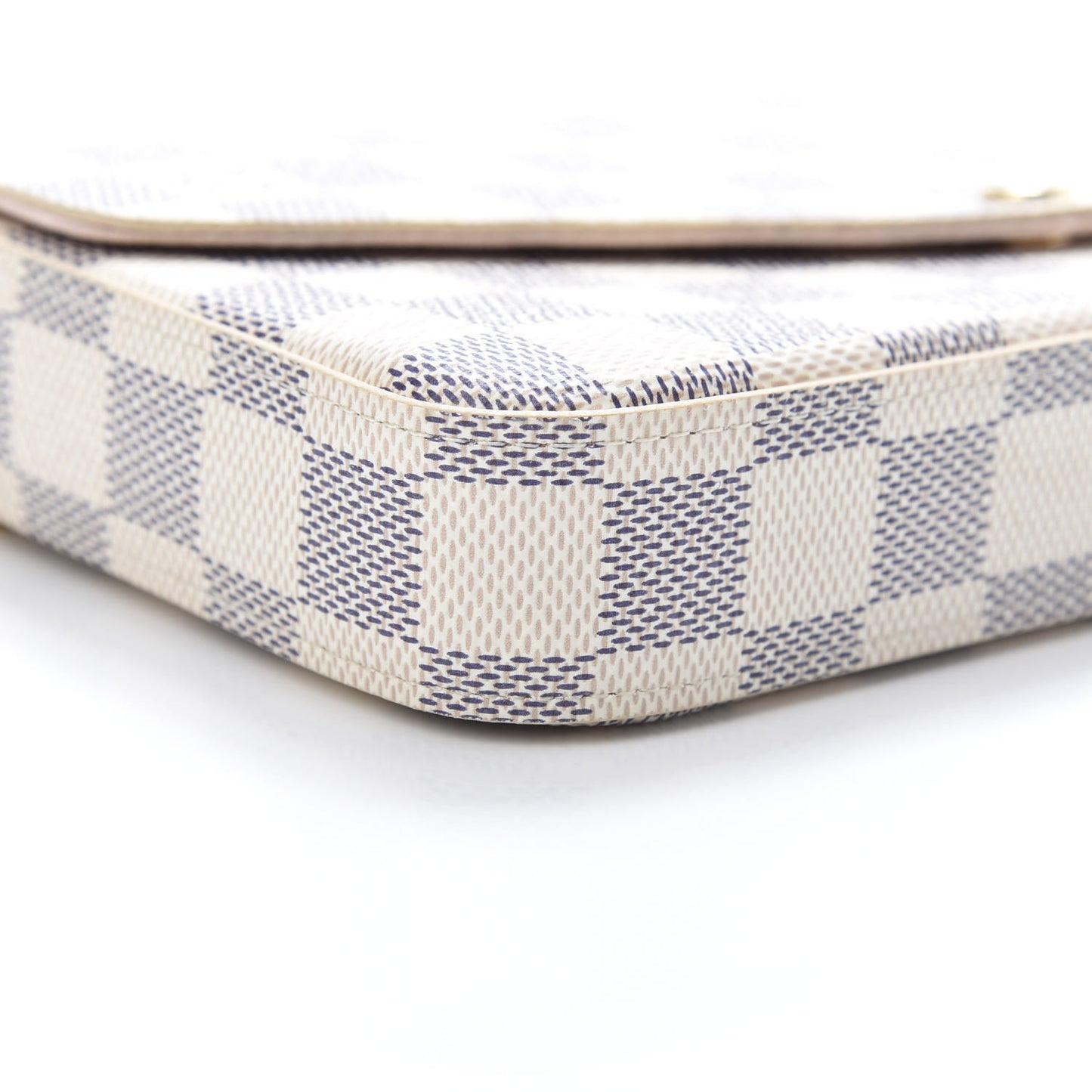 Damier Azur Pochette Felicie Chain Wallet Rose Ballerine