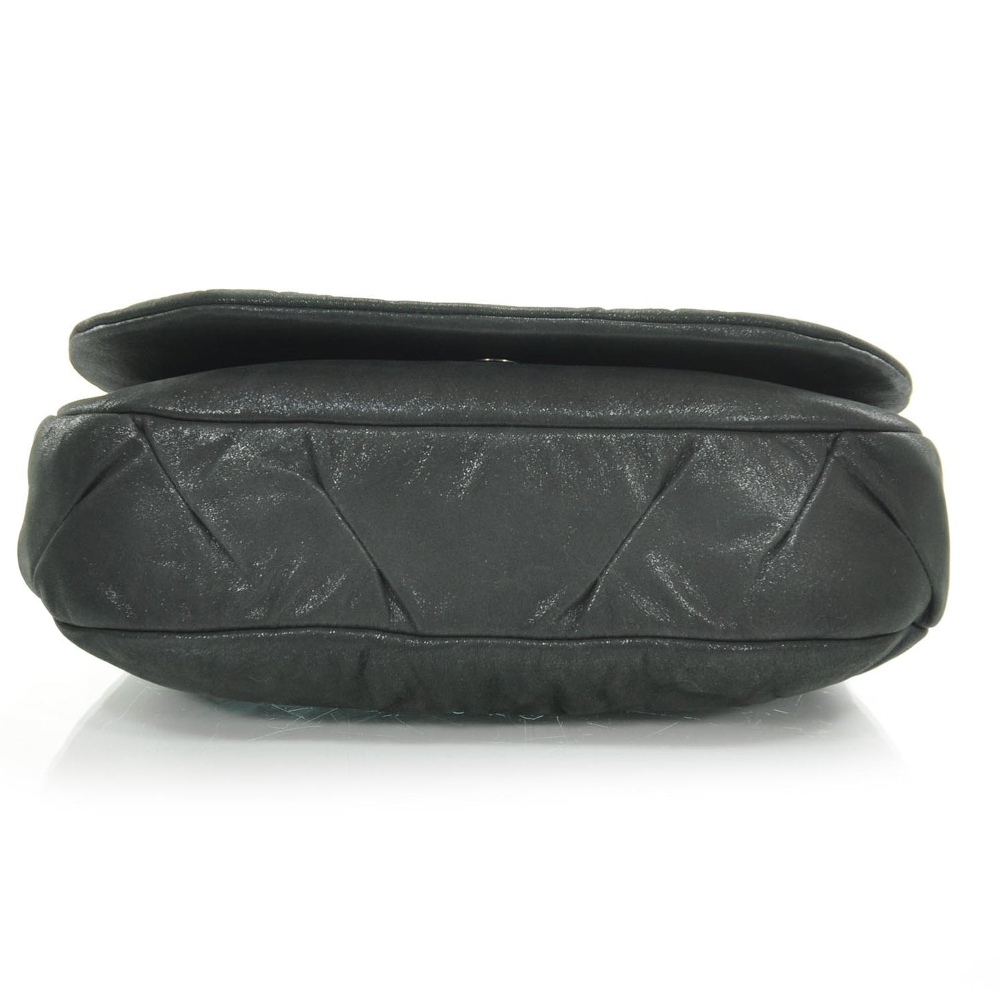 Iridescent Calfskin Glint Messenger Flap Black