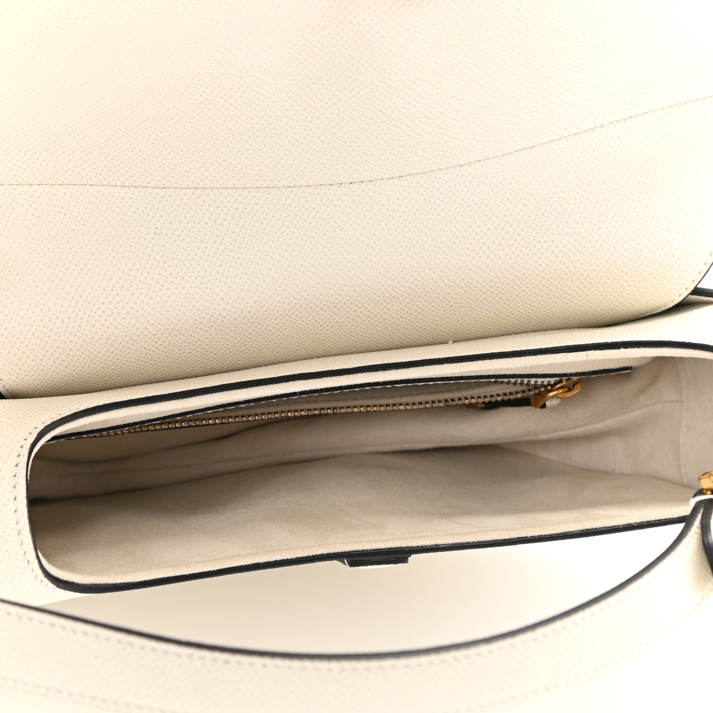 Grained Calfskin Saddle Bag White
