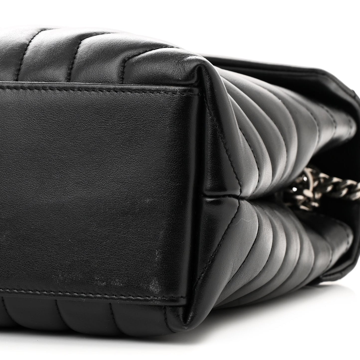 Calfskin Y Quilted Monogram Medium Loulou Chain Satchel Black