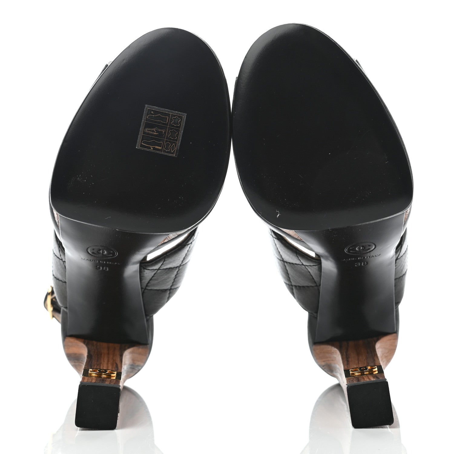 Chanel Lambskin Quilted Wooden Sandals 38 Black 5 of 10