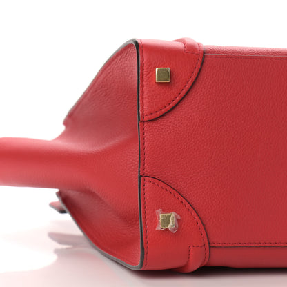 Celine Drummed Calfskin Mini Luggage Coquelicot 7 of 8