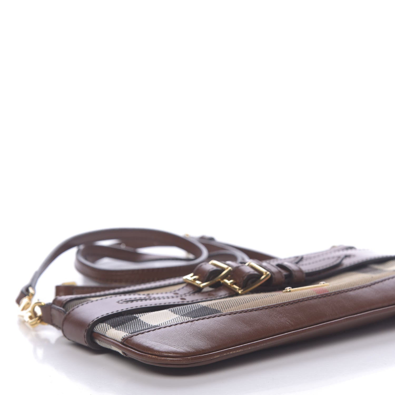 Burberry House Check Bridle Calfskin Peyton Crossbody Tan 8 of 10