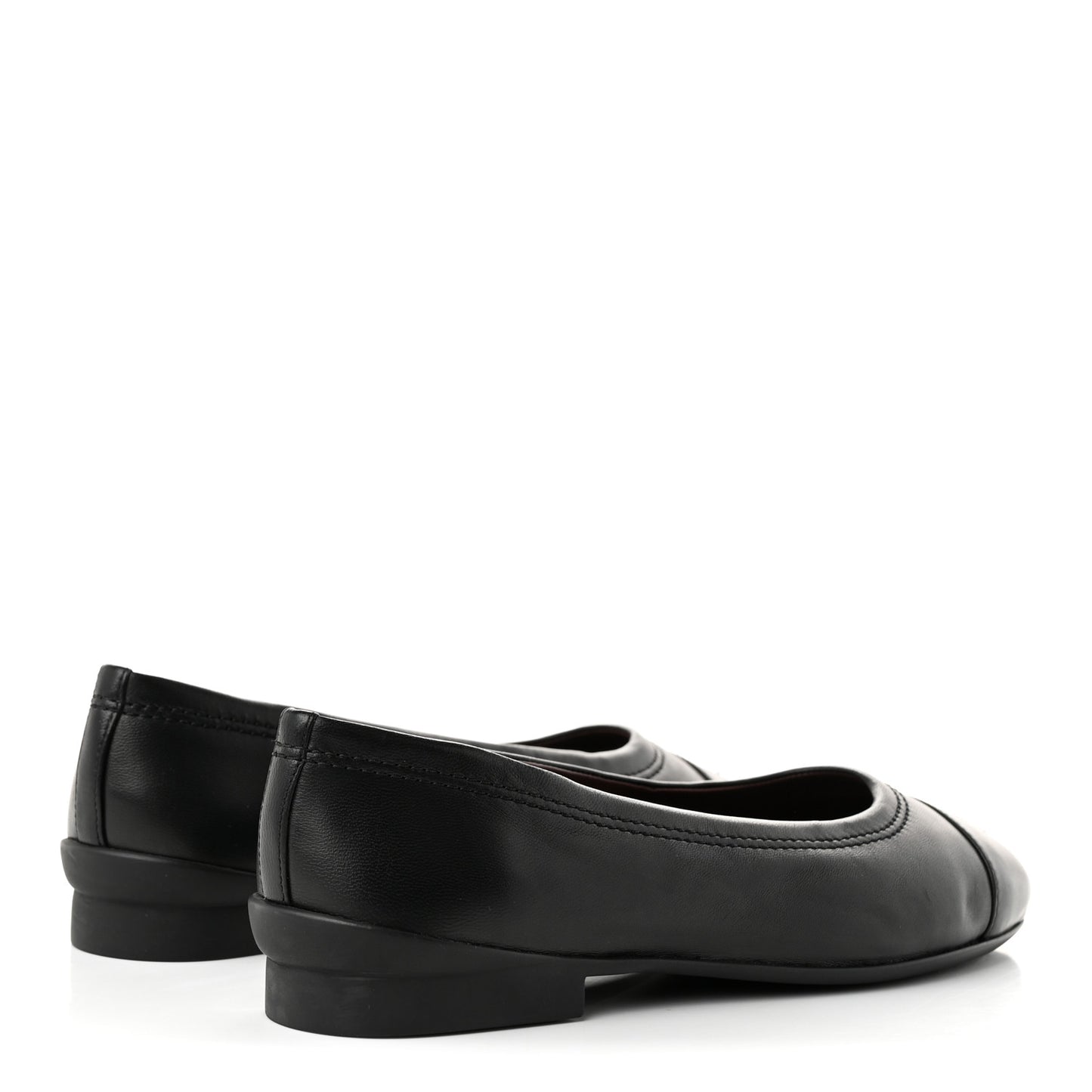 Lambskin Cap Toe CC Uniform Ballerina Flats 38.5 Black