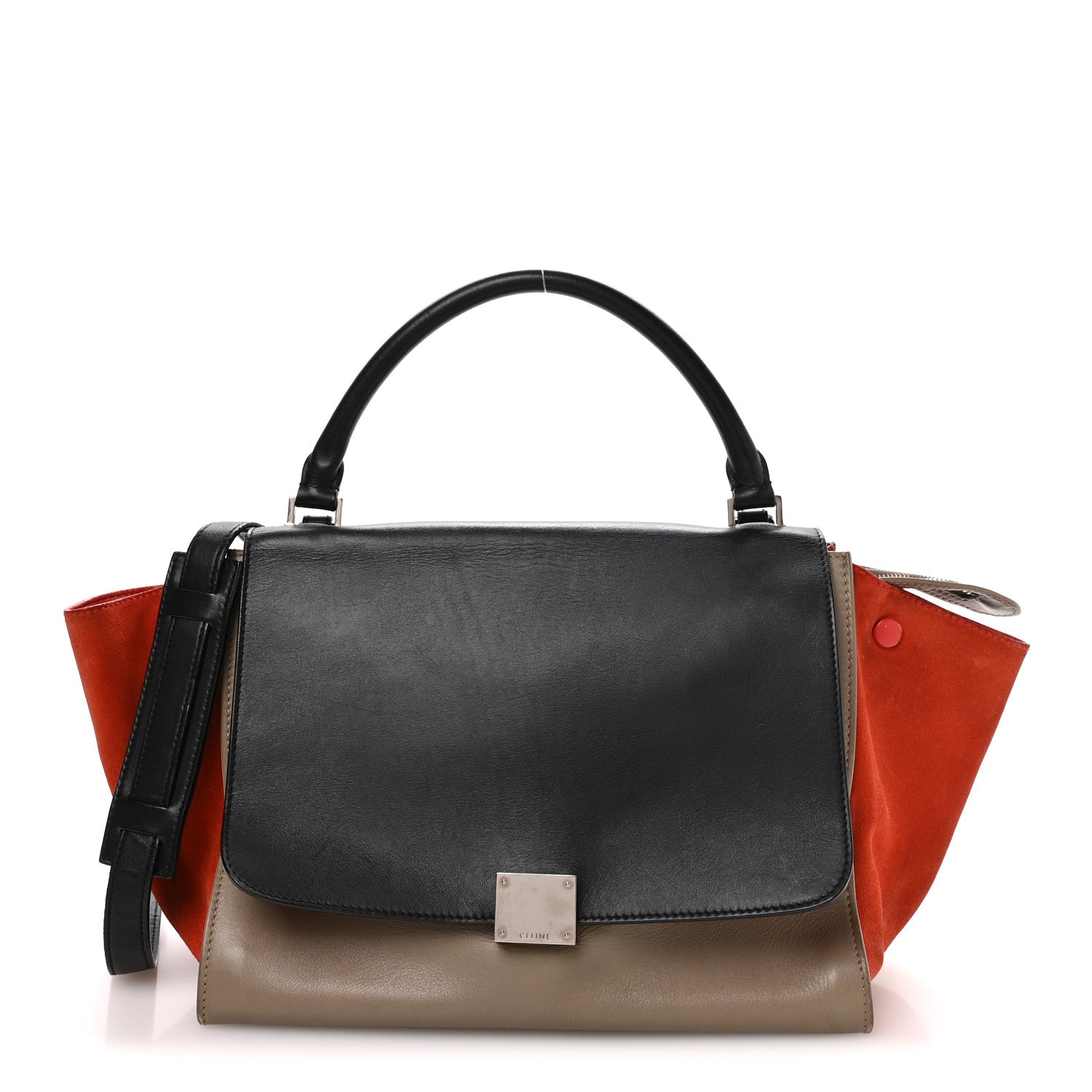 Celine Smooth Calfskin Suede Medium Tri-Color Trapeze Orange 1 of 12