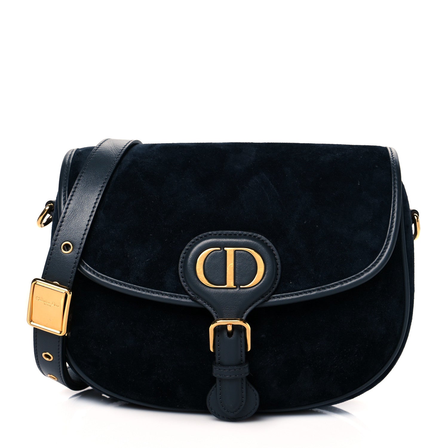 Christian Dior Suede Medium Bobby Flap Navy 1 of 10