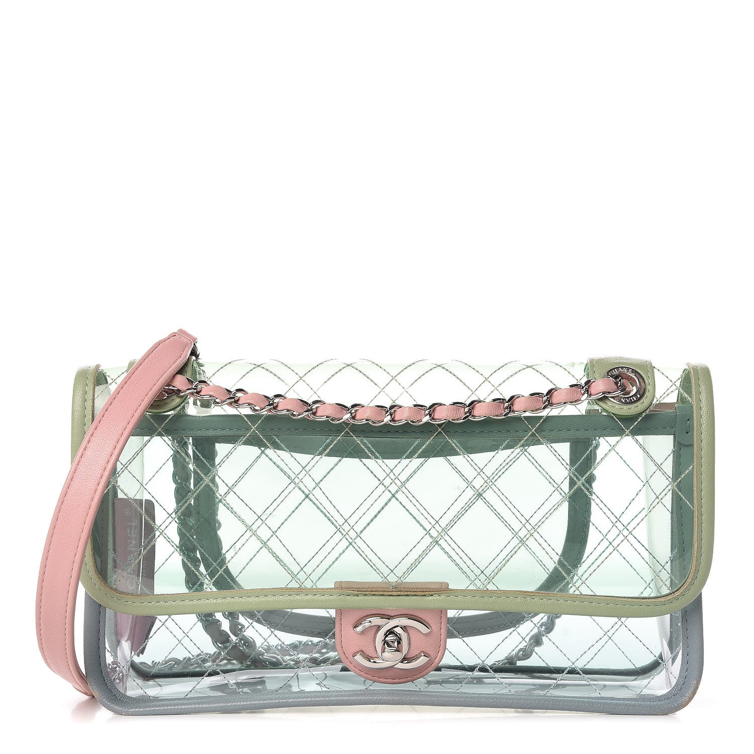 Chanel Lambskin PVC Quilted Medium Coco Splash Flap Blue Green 1 of 16