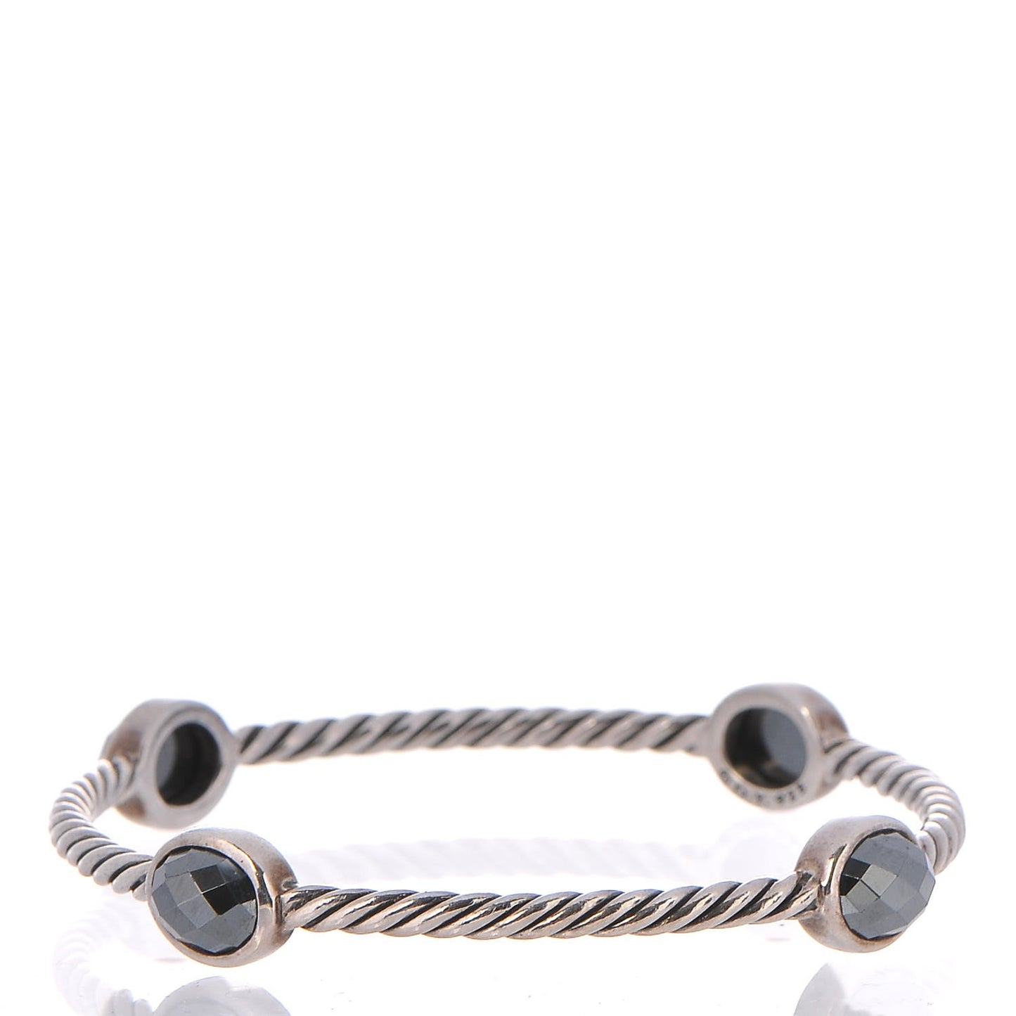 Sterling Silver Hematine 3mm Color Classics Four Station Bangle Bracelet