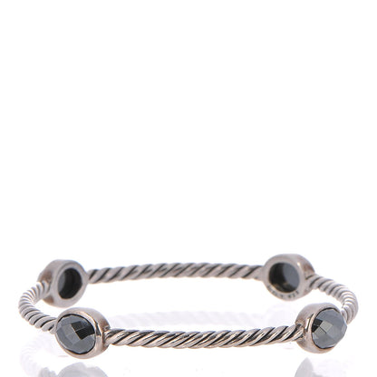 David Yurman Sterling Silver Hematine 3mm Color Classics Four Station Bangle Bracelet 3 of 4