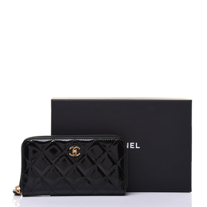 Chanel Patent Quilted Small Zip Around Wallet Black 12 of 12