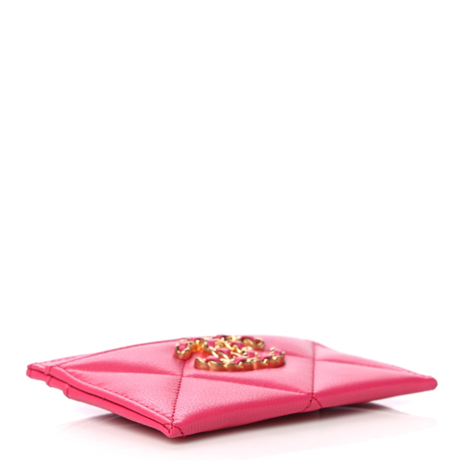 Chanel Shiny Goatskin Quilted 19 Card Holder Dark Pink 4 of 10