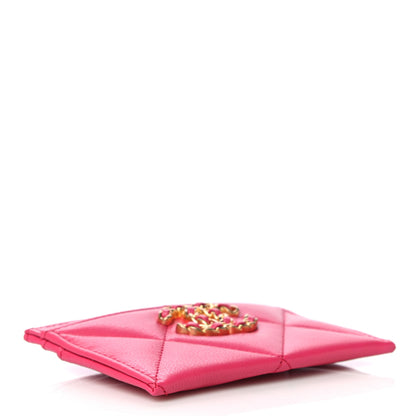 Chanel Shiny Goatskin Quilted 19 Card Holder Dark Pink 4 of 10