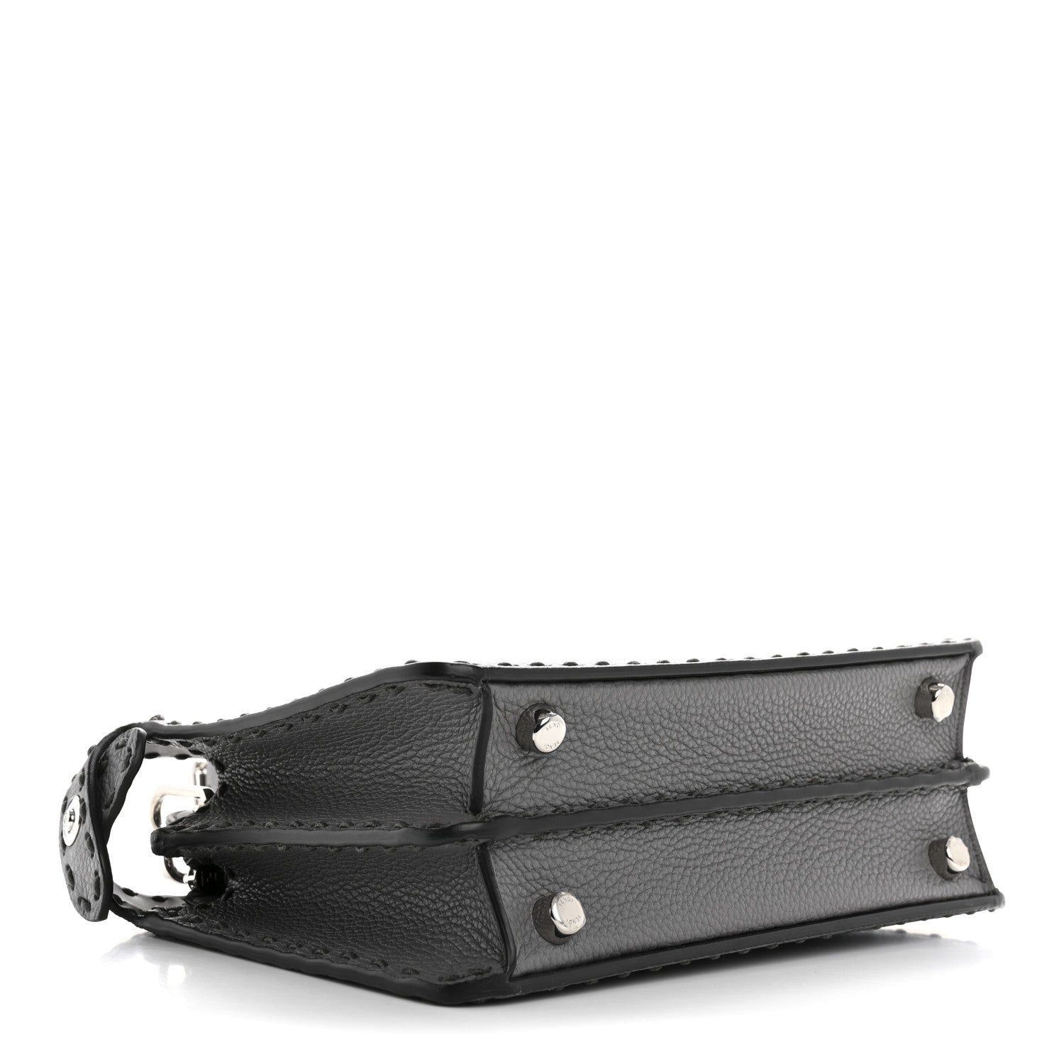 Fendi Cuoio Romano Selleria Macro Stitching Mini Peekaboo I SEE U Iconic Satchel Argento 4 of 11