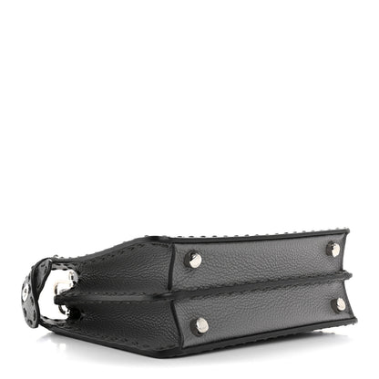 Fendi Cuoio Romano Selleria Macro Stitching Mini Peekaboo I SEE U Iconic Satchel Argento 4 of 11