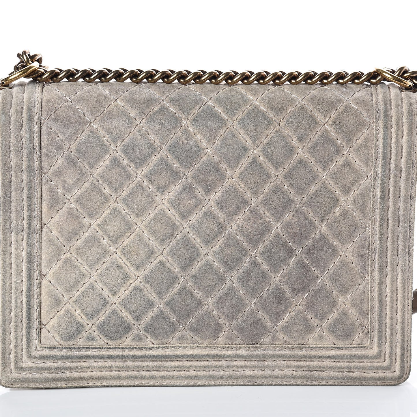 Iridescent Calfskin Quilted Large Boy Flap Beige