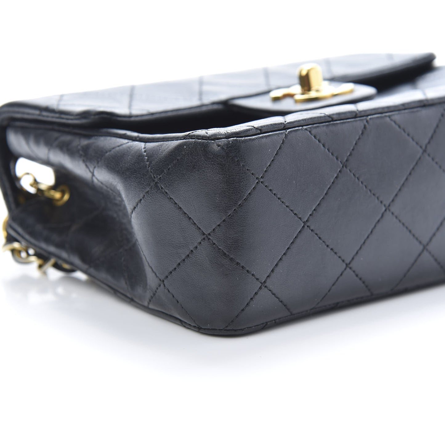 Lambskin Quilted Mini Square Flap Black