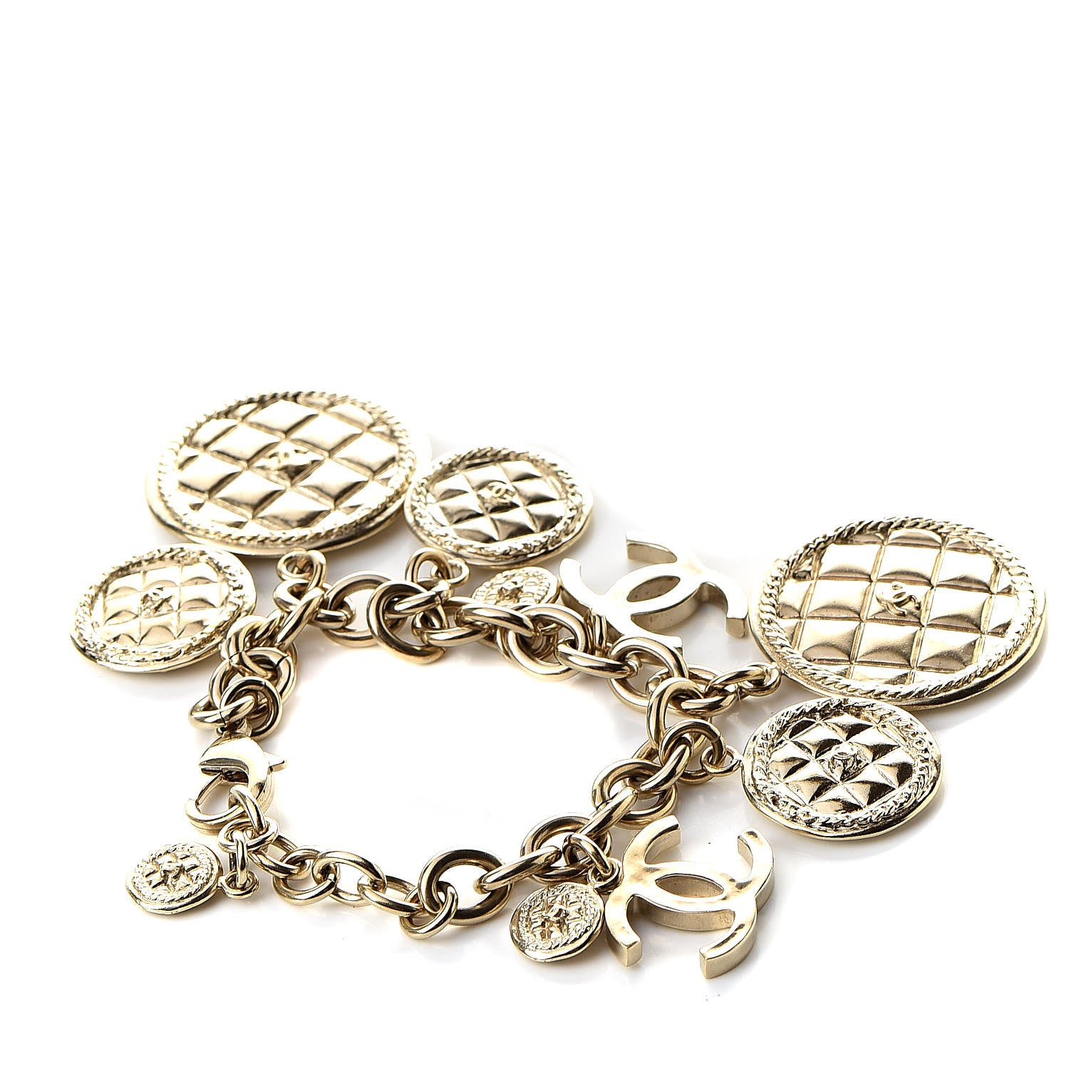 Chanel CC Quilted Medallion Bracelet Gold 3 of 5