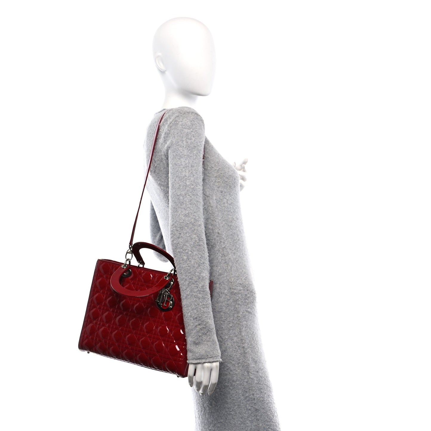 Patent Cannage Large Lady Dior Red