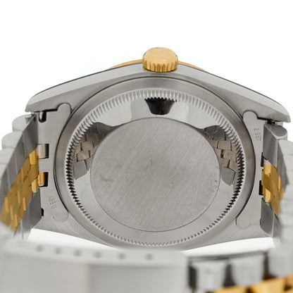 Rolex Stainless Steel 18K Yellow Gold Diamond 36mm Oyster Perpetual Datejust Watch Blue 16233 4 of 4