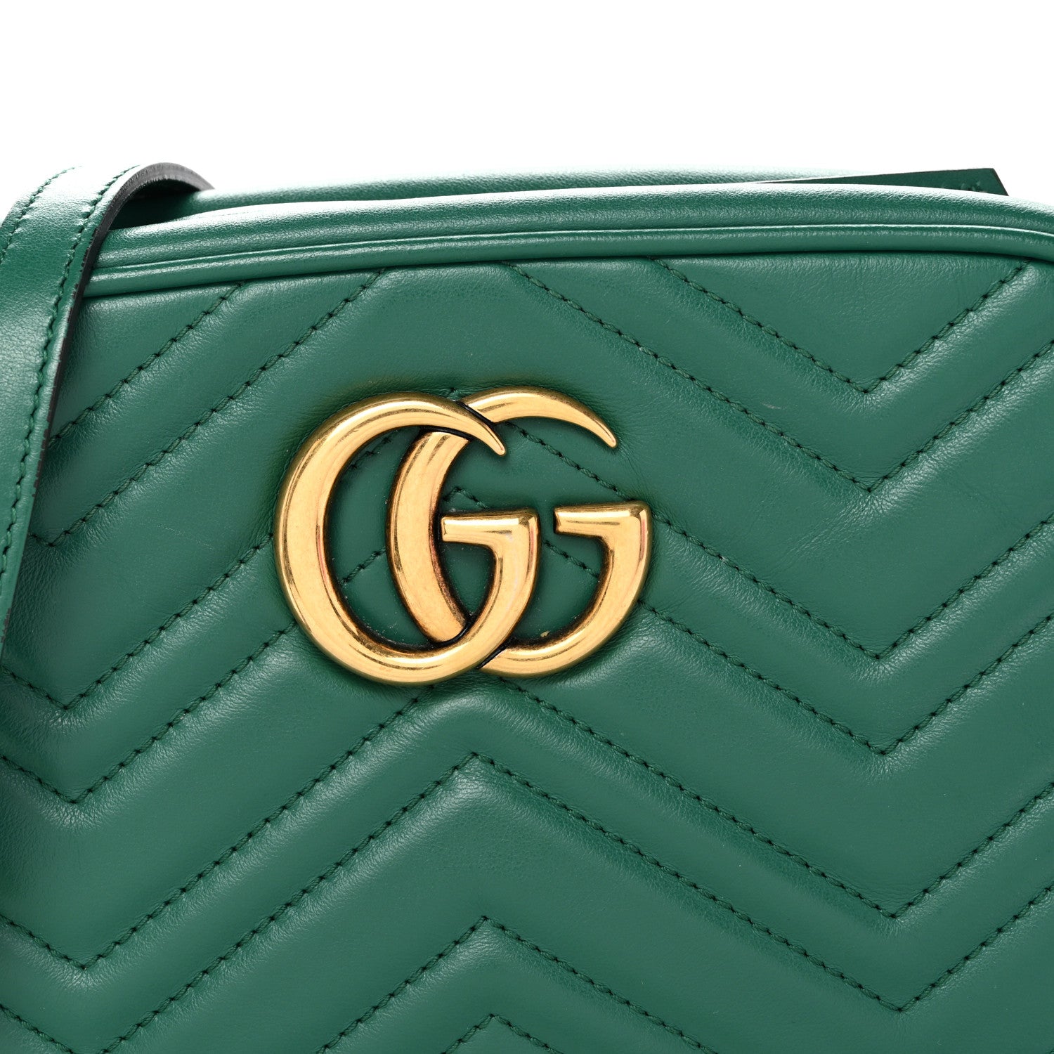 Gucci Calfskin Matelasse Small GG Marmont Chain Shoulder Bag Emerald Green 8 of 11