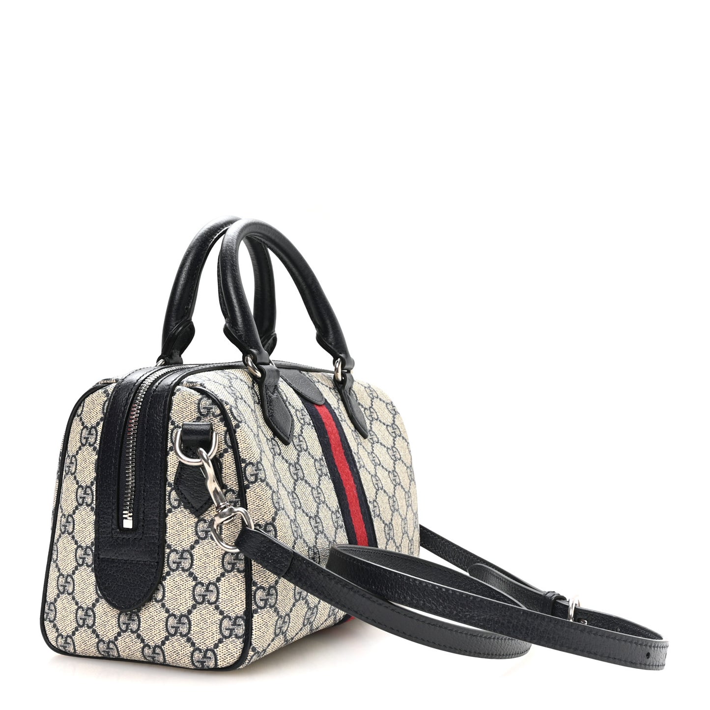 GG Supreme Monogram Web Small Ophidia Top Handle Bag Beige Blue