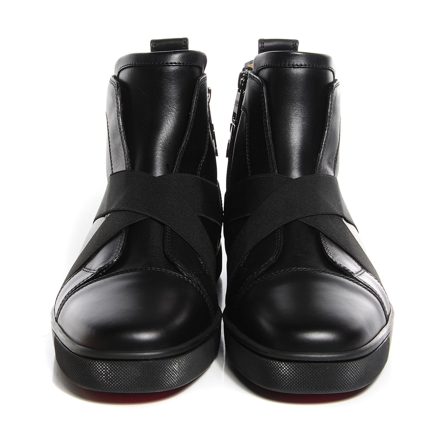 Mens Calfskin Sneak In Flat Sneakers 45 Black