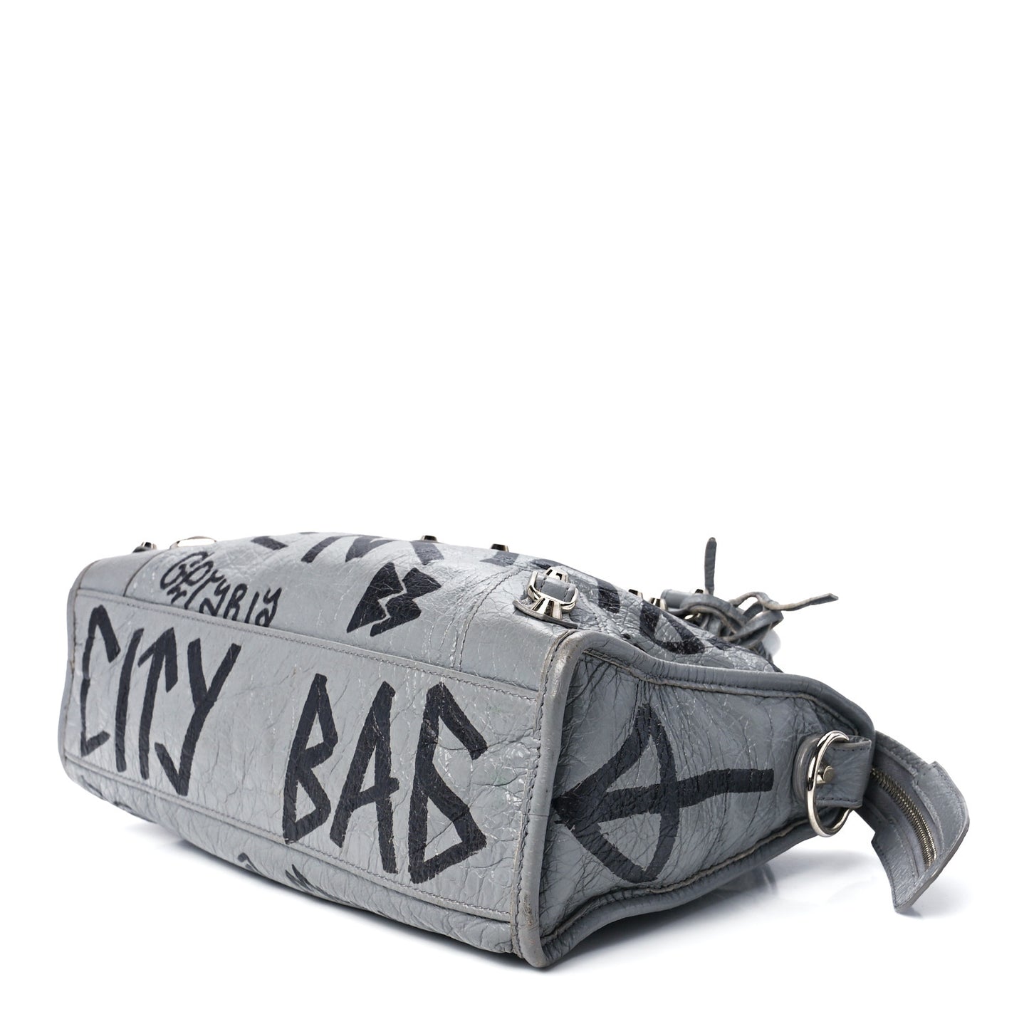 Agneau Arena Graffiti All Over Classic Silver Hardware S City Balenciaga Grey Black