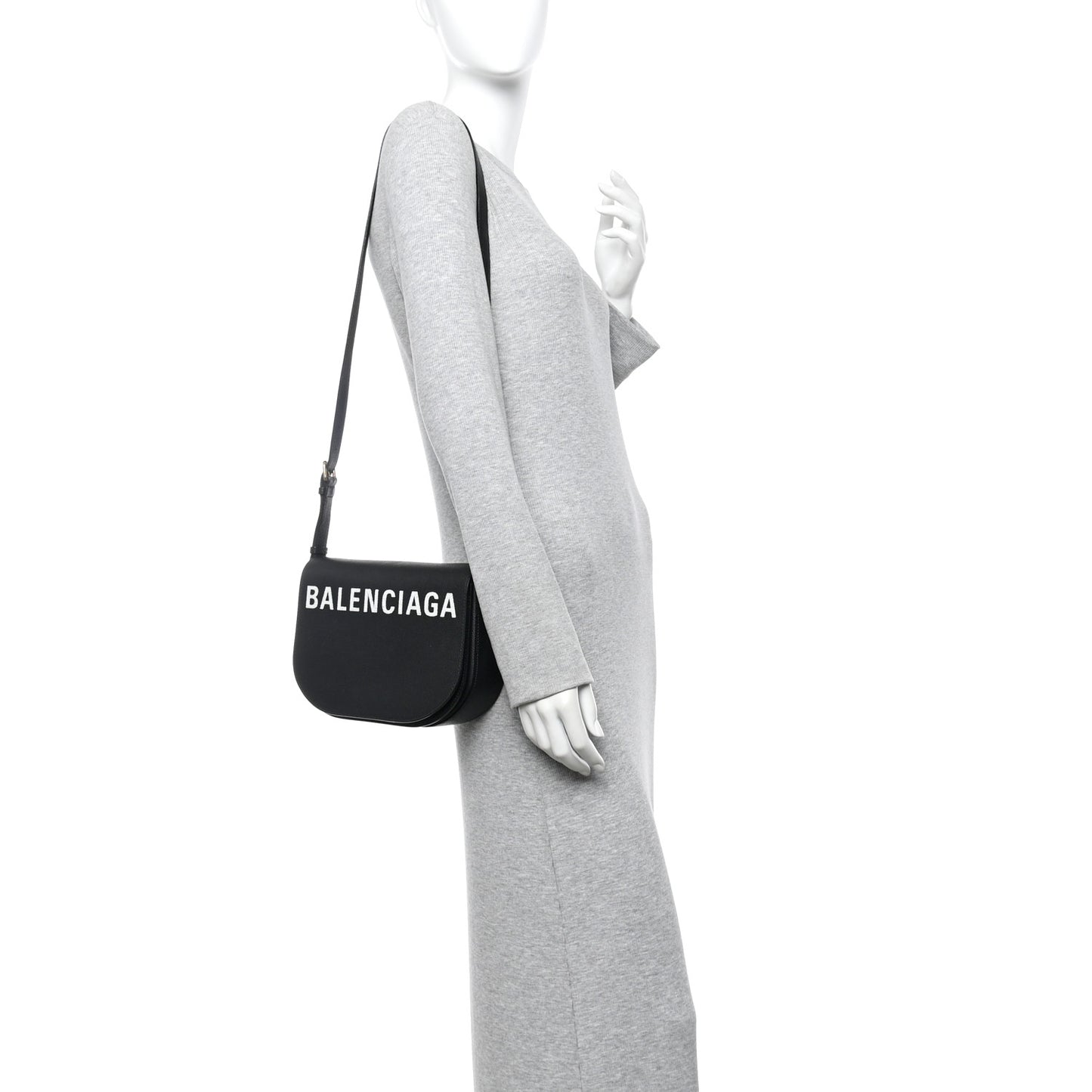 Signature Grained Calfskin Logo S Ville Day Bag Black