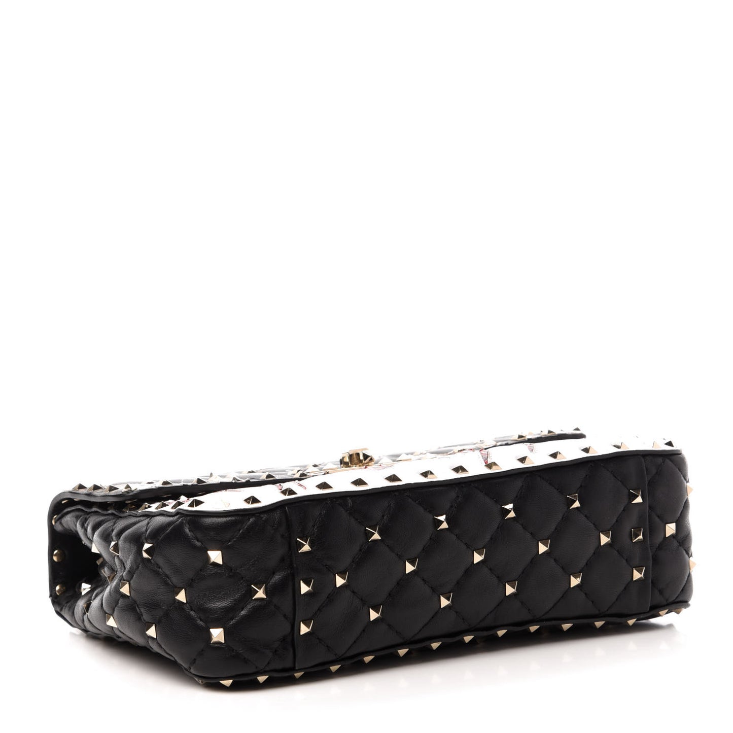 Lambskin Ayers Flames Medium Rockstud Spike Shoulder Bag Black
