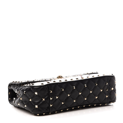 Valentino Garavani Lambskin Ayers Flames Medium Rockstud Spike Shoulder Bag Black 4 of 14