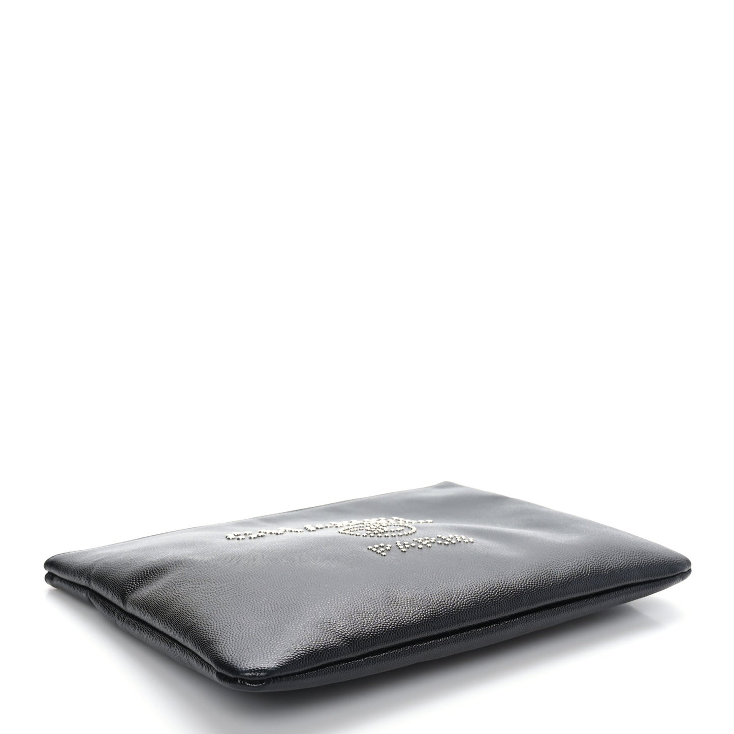Caviar Studded Medium Deauville Pouch Black