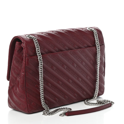 Balenciaga Calfskin Logo Matelasse Large BB Flap Chain Shoulder Bag Burgundy 3 of 9
