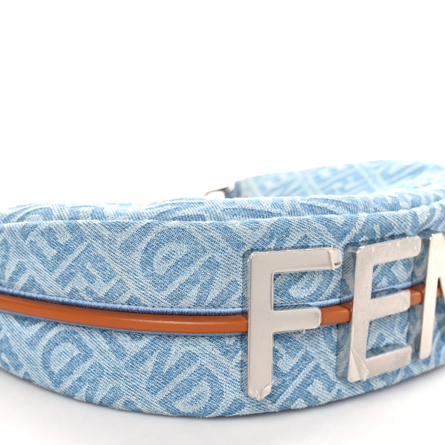 Denim Vitello Grace Mirror Logo Small Fendigraphy Hobo Bag Blue