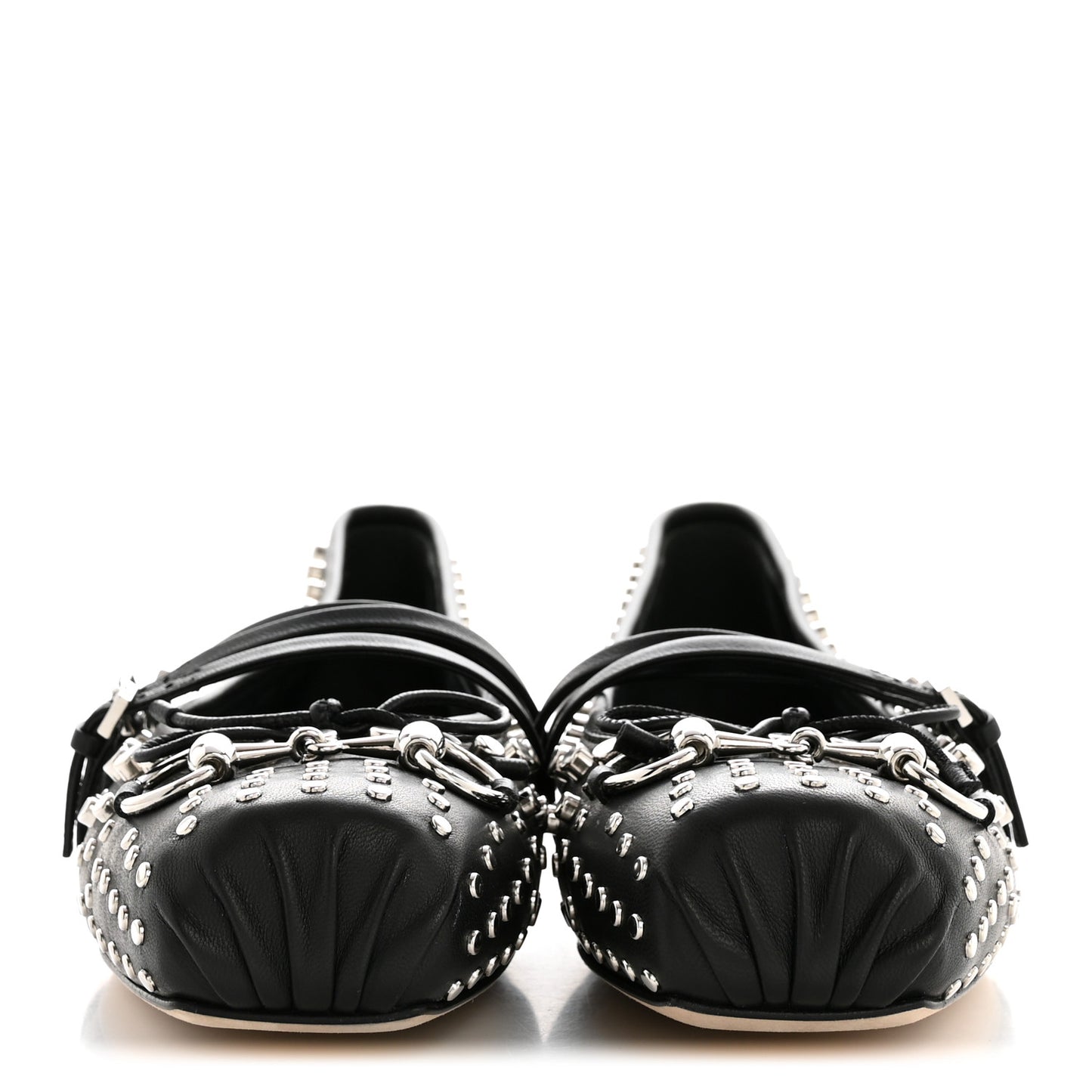 Nappa Carmaque Studded Horsebit Ballet Flats 39.5 Black