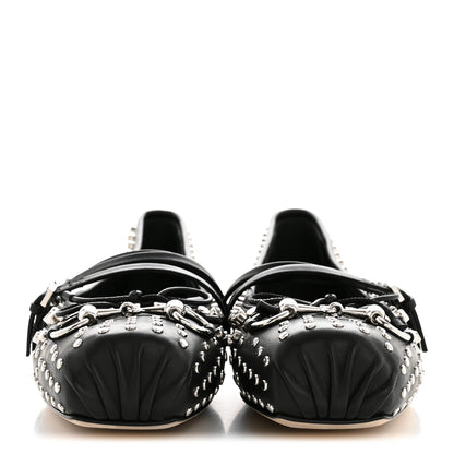 Gucci Nappa Carmaque Studded Horsebit Ballet Flats 39.5 Black 3 of 11
