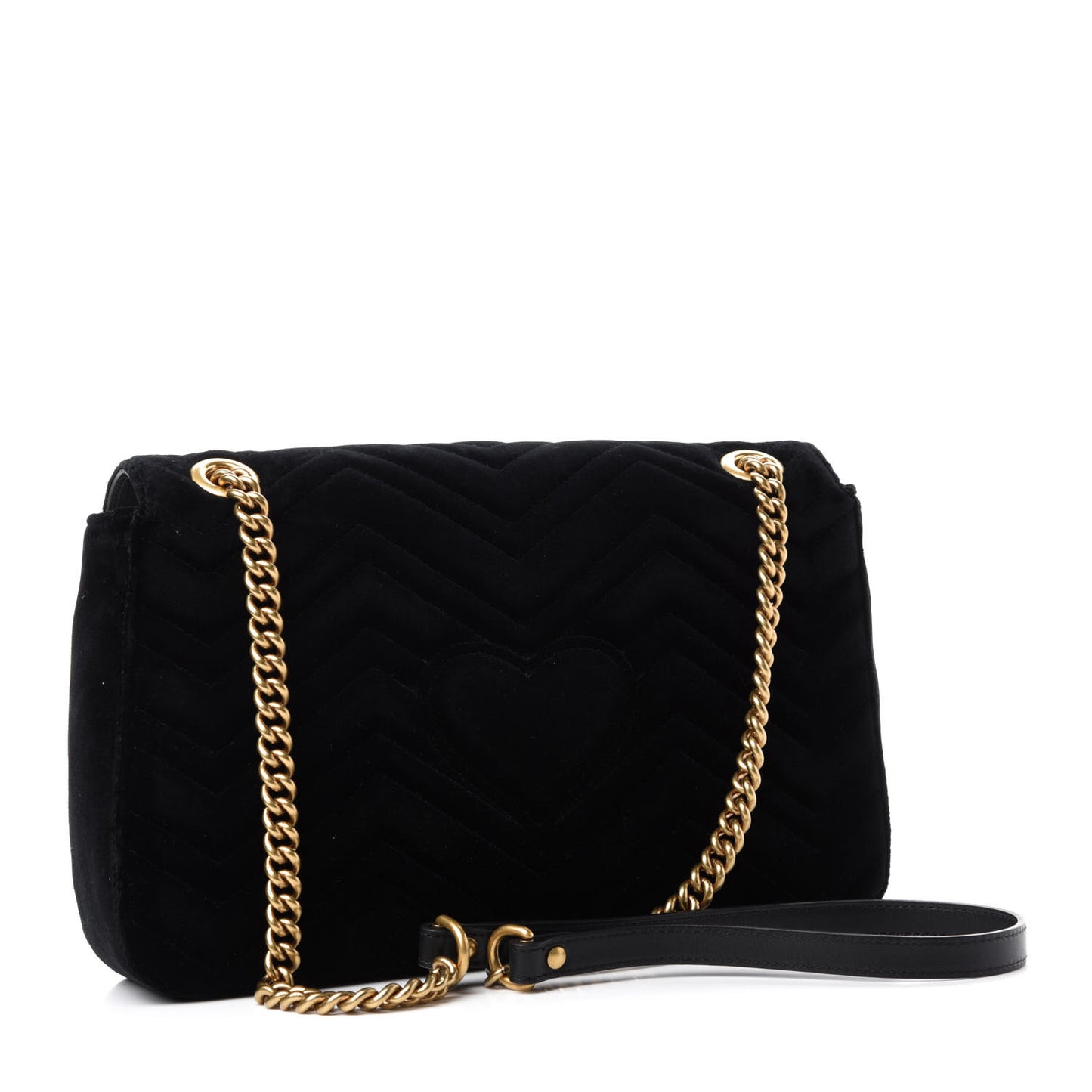 Velvet Matelasse Loved Embroidered Medium GG Marmont Shoulder Bag Black