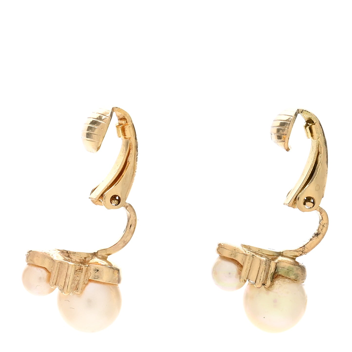 Pearl Crystal Clip On Earrings Cream