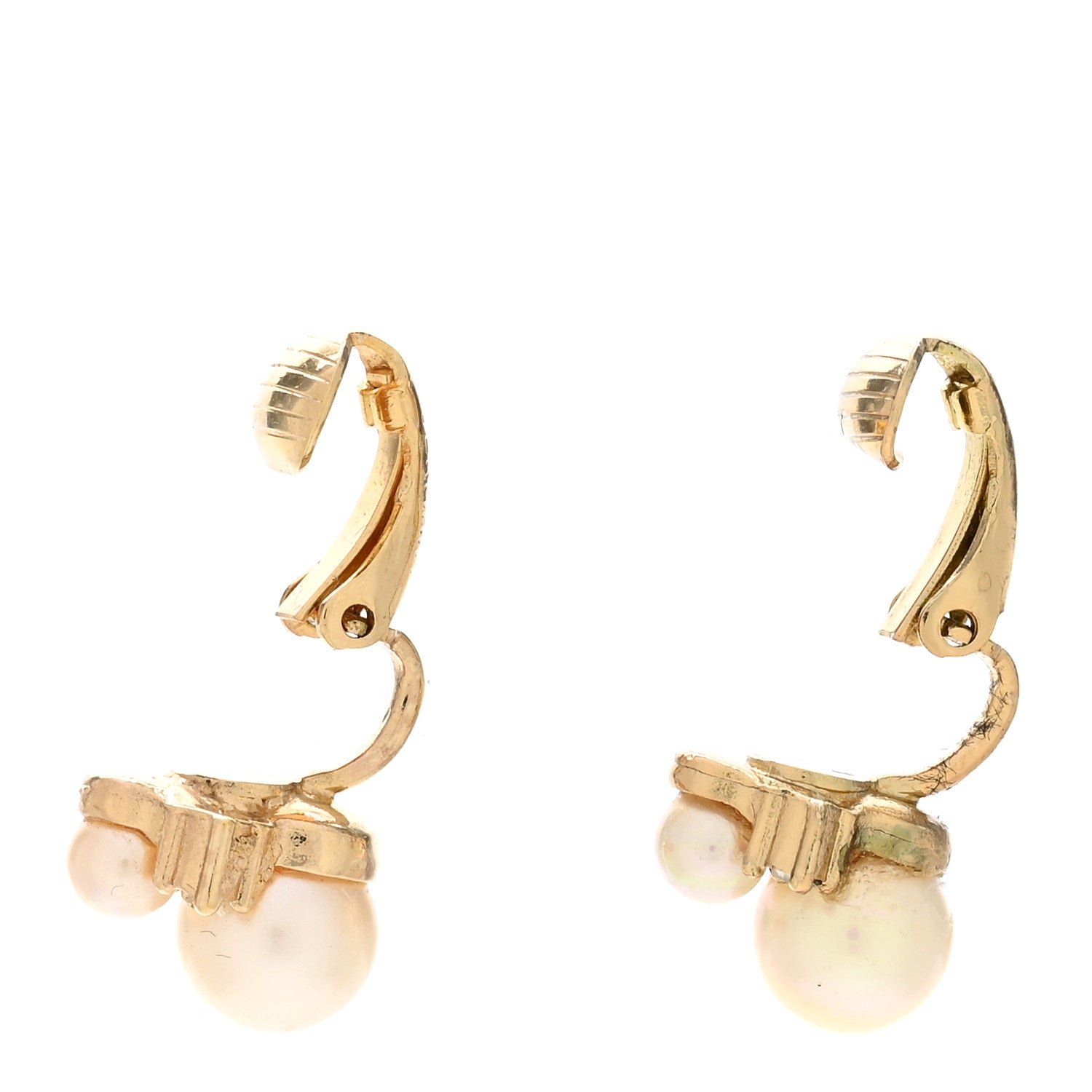 Christian Dior Pearl Crystal Clip On Earrings Cream 3 of 5
